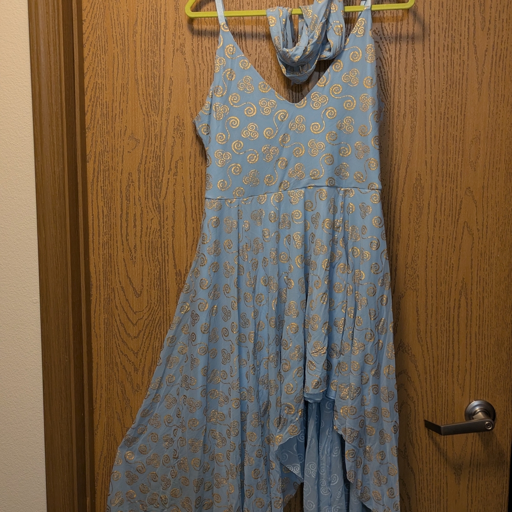 Blue and Gold Swirl Pattern Dress